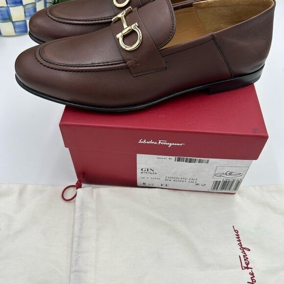 Men’s Salvatore, Ferragamo Gancini calf leather loafers size 8.5 EE made Italy - Picture 9 of 11